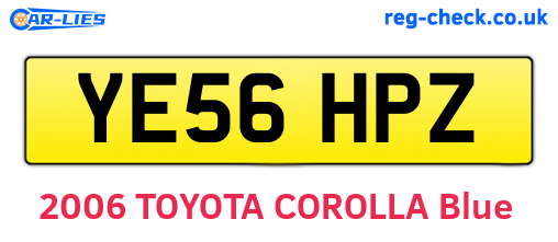 YE56HPZ are the vehicle registration plates.