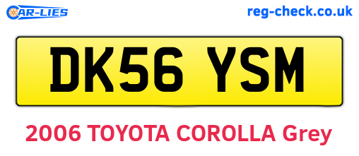 DK56YSM are the vehicle registration plates.