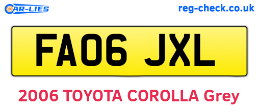 FA06JXL are the vehicle registration plates.