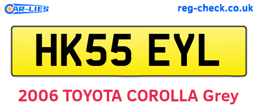 HK55EYL are the vehicle registration plates.