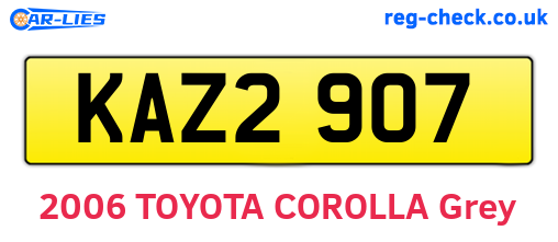 KAZ2907 are the vehicle registration plates.