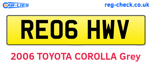 RE06HWV are the vehicle registration plates.