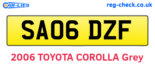SA06DZF are the vehicle registration plates.