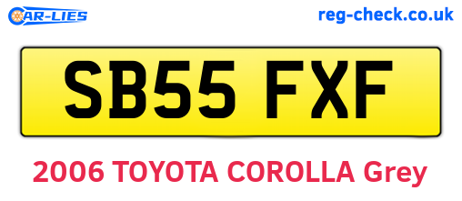 SB55FXF are the vehicle registration plates.
