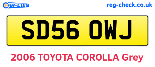 SD56OWJ are the vehicle registration plates.