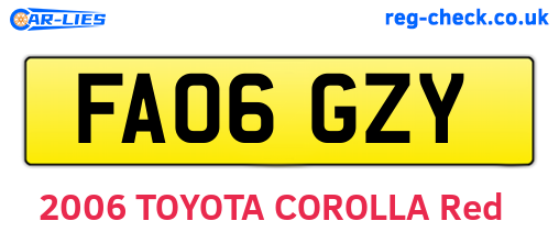 FA06GZY are the vehicle registration plates.