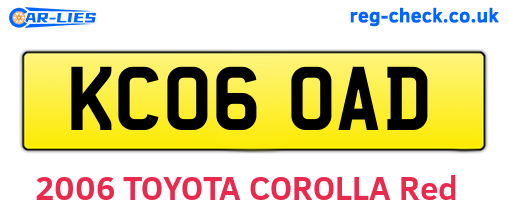 KC06OAD are the vehicle registration plates.