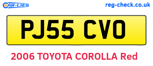 PJ55CVO are the vehicle registration plates.