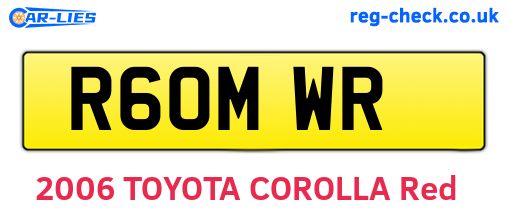 R60MWR are the vehicle registration plates.