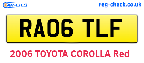 RA06TLF are the vehicle registration plates.