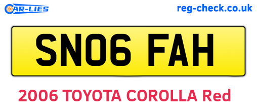 SN06FAH are the vehicle registration plates.