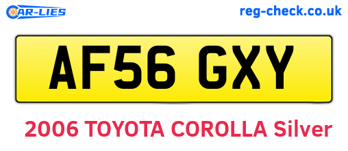 AF56GXY are the vehicle registration plates.