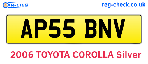 AP55BNV are the vehicle registration plates.