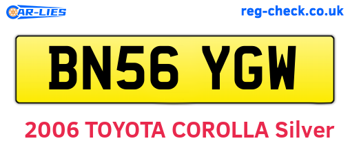 BN56YGW are the vehicle registration plates.