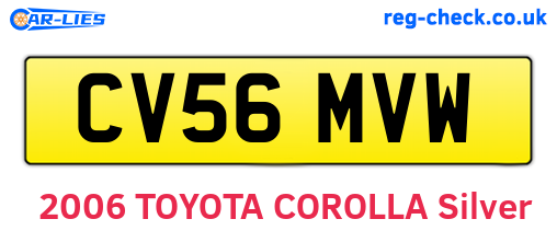 CV56MVW are the vehicle registration plates.