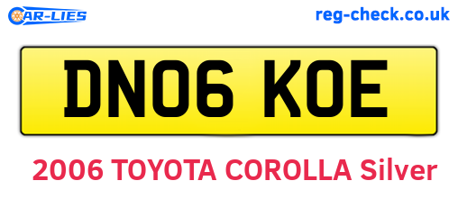 DN06KOE are the vehicle registration plates.