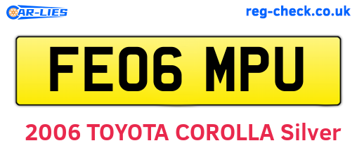 FE06MPU are the vehicle registration plates.
