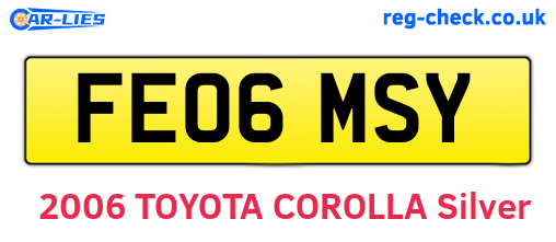 FE06MSY are the vehicle registration plates.