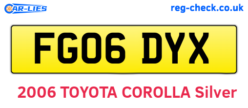 FG06DYX are the vehicle registration plates.