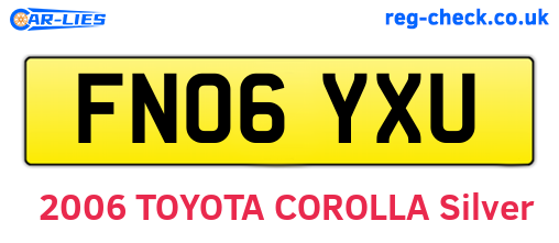 FN06YXU are the vehicle registration plates.