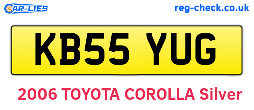 KB55YUG are the vehicle registration plates.