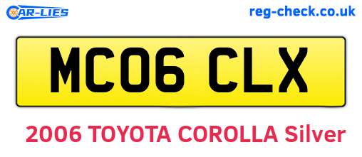 MC06CLX are the vehicle registration plates.