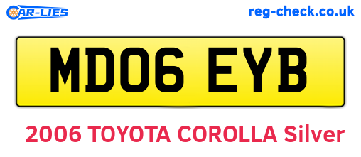 MD06EYB are the vehicle registration plates.