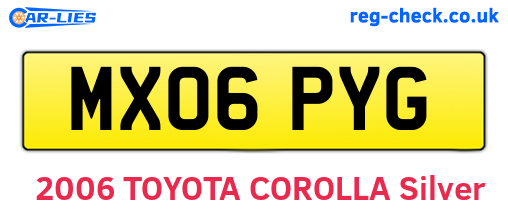 MX06PYG are the vehicle registration plates.