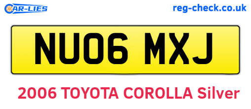 NU06MXJ are the vehicle registration plates.