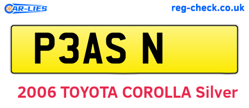 P3ASN are the vehicle registration plates.