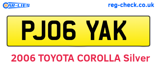 PJ06YAK are the vehicle registration plates.