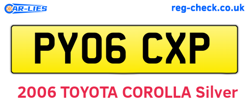 PY06CXP are the vehicle registration plates.