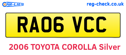 RA06VCC are the vehicle registration plates.
