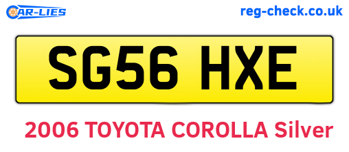 SG56HXE are the vehicle registration plates.