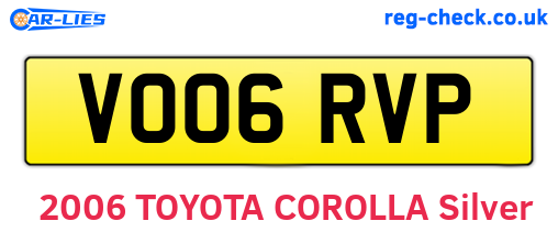 VO06RVP are the vehicle registration plates.