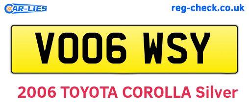 VO06WSY are the vehicle registration plates.