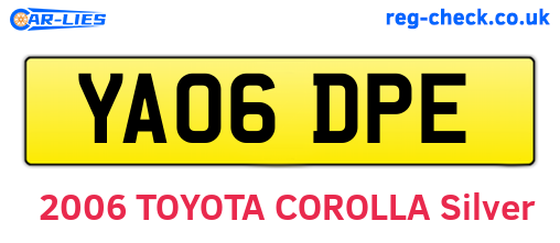 YA06DPE are the vehicle registration plates.