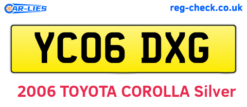 YC06DXG are the vehicle registration plates.