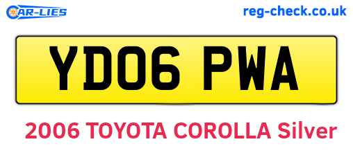 YD06PWA are the vehicle registration plates.