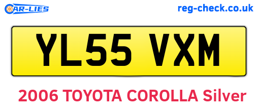 YL55VXM are the vehicle registration plates.