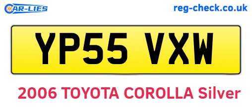 YP55VXW are the vehicle registration plates.