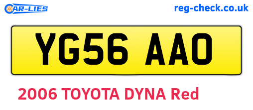 YG56AAO are the vehicle registration plates.
