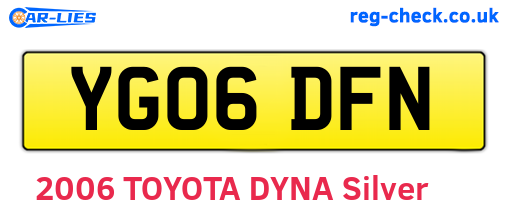 YG06DFN are the vehicle registration plates.