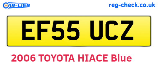 EF55UCZ are the vehicle registration plates.
