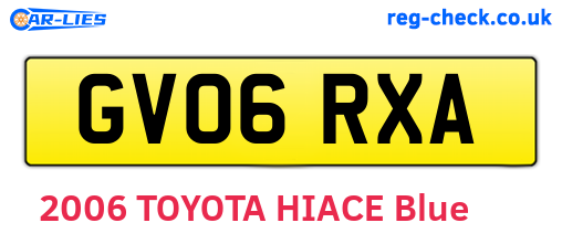 GV06RXA are the vehicle registration plates.