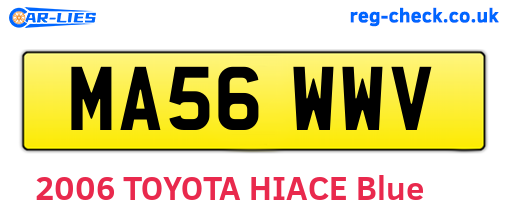 MA56WWV are the vehicle registration plates.