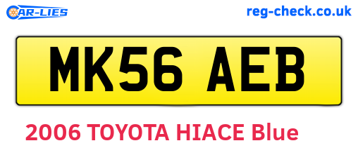 MK56AEB are the vehicle registration plates.