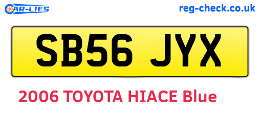 SB56JYX are the vehicle registration plates.