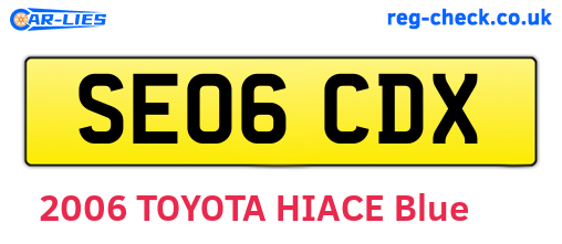 SE06CDX are the vehicle registration plates.