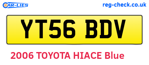 YT56BDV are the vehicle registration plates.